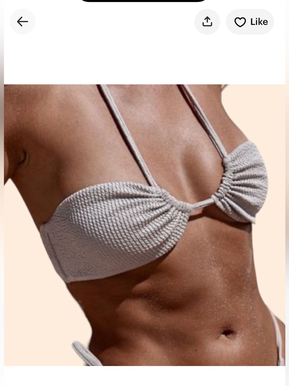 Monday Swimwear Beige Textured Bandeau Bikini Set - Picture 2 of 3